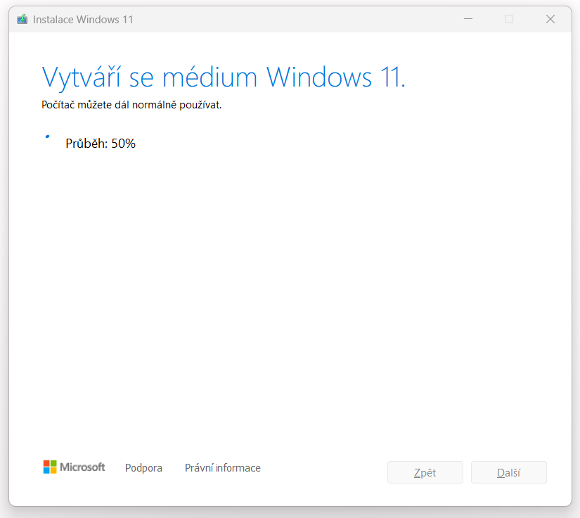 Vytváření instalačního média Windows 11